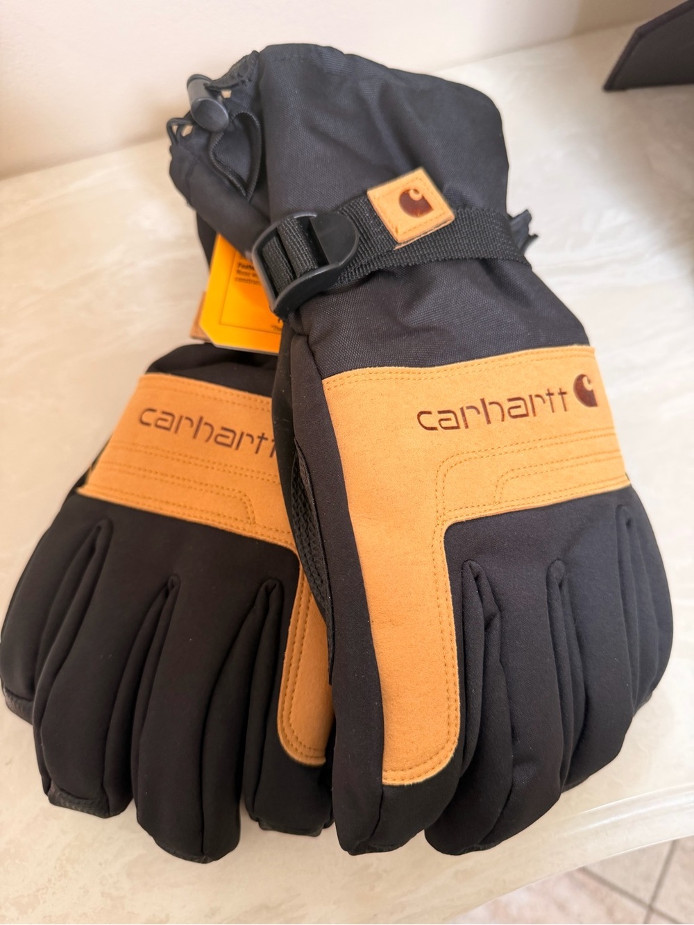 Carhartt Black and Tan Insulated Work Mittens